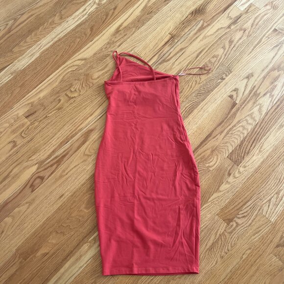 Gorgeous one shoulder coral orange pink dress bodycon - Picture 2 of 2